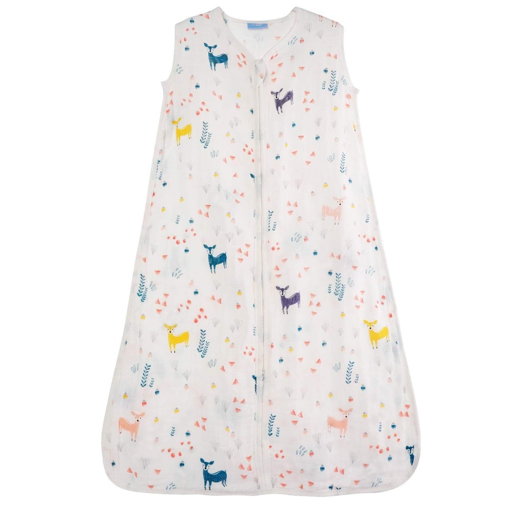 1st Laugh Muslin Cotton Sleep Sack Lot of 3 Woodland Deer Print White Large 32in